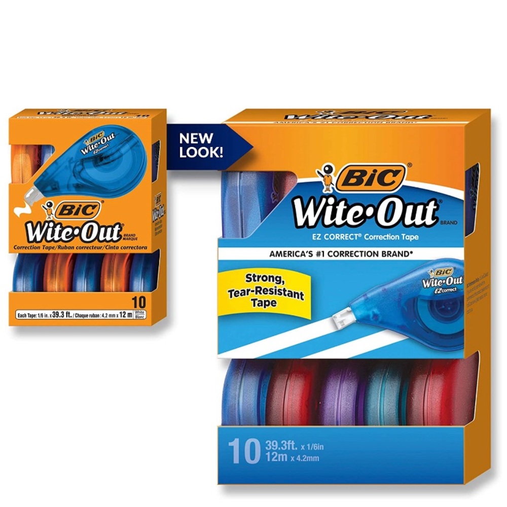 BIC Wite-Out EZ Correction Tape, White, 10-Count